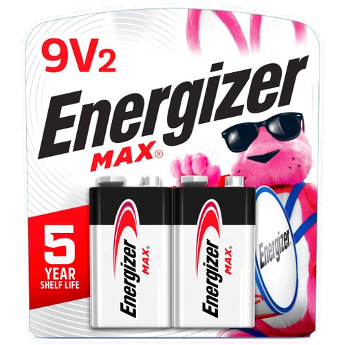 Energizer MAX 9V Batteries (2 Pack), 9 Volt Alkaline Batteries - Packaging May Vary