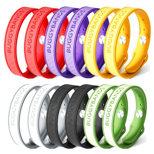 BuggyBands Mosquito Repellent Bracelets,12 Pack Silicone Mosquito Repellent Bands with DEET Free, Natural & Waterproof Bug Wristbands for Kids and Adults, Outdoor Traveling Protection