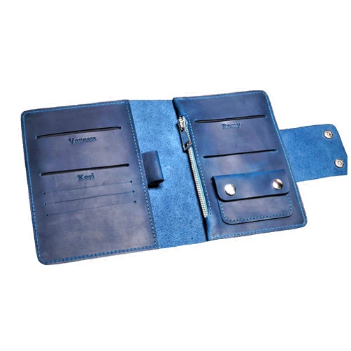 SHULGAstudio Passport wallet leather Family passport holder (Blue)