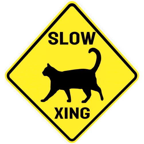 Generic Drive Slow Sign Slow Cat Xing Sign Cat Crossing Sign Street & Road Traffic Signs Black and Yellow Wall Decor for Indoor Outdoor USE 12x12 Inch