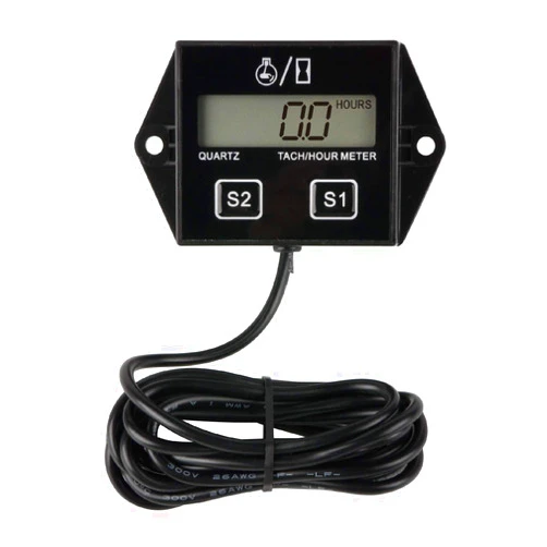 NInE-ROnG Jayron JR-HM011N LCD Gasoline Inductive Tachometer Resettable Tach/Hour Meter Gauge Waterproof for Paramotors,Microlights,Marine Engines-Inboards and Outboard Pumps,Generators,Lawn Mower,Motorcycle