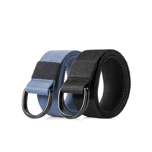 EsengNoyi Canvas Web Belt for Men Women, Casual Double D Ring Belt 1 1/2