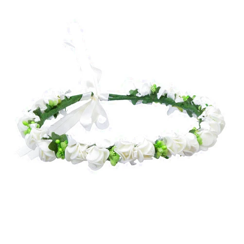 Onwon Multicolor Rose Flower Wreath Headband Floral Crown Garland Halo Hair Band for Wedding Festivals Photography Travel Performance Hair Accessories (Cream White)