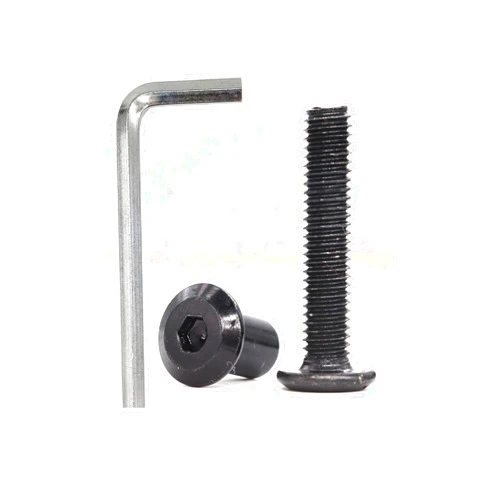 cSeao 10-Pack M6 25mm Black Countersunk Rivet Allen Head Hex Socket Cap Bolts Barrel Dowel Nuts Kit for Furniture Chairs Bed Crib