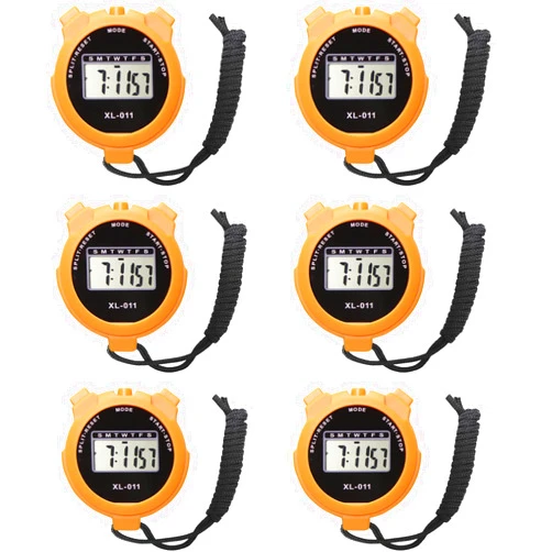 HYNNIO 6-Pack Multi-Function Electronic Digital Sport Stopwatch Timer, Large Display with Date Time and Alarm Function, Sports Coaches Fitness Coaches and Referees