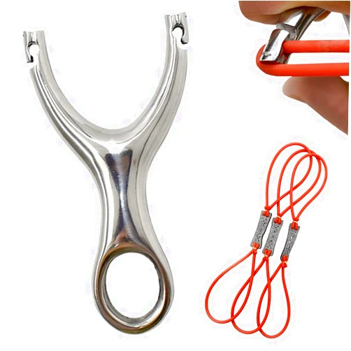 Piaoyu Stainless Steel Slingshot Traditional Recurve Professional Outdoor Hunting Shooting Simpleshot with 3pcs Rubber Bands, Slingshots for Adults