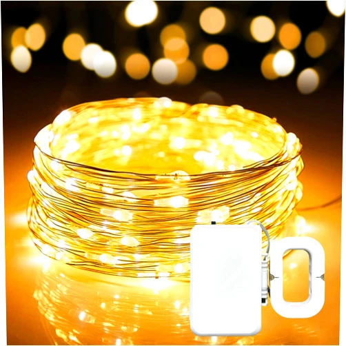 ZGWJ 1 Pack Fairy Lights Battery Operated, 50 LED 16FT Copper Wire Mini String Lights Waterproof for Bedroom,Halloween,Christmas, Indoor Outdoor Parties,Wedding Decoration, Warm White