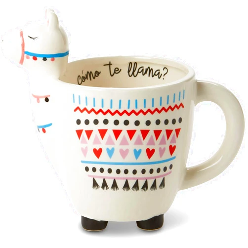 VOTUM Animal-Shaped Llama Coffee Mug, 18.6 fl. oz. - Handmade, Adorable Tea Cup with Printed Como Te Llama Writing - Premium Ceramic Gifts for Women & Men