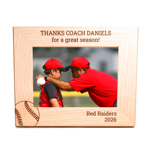 Lifetime Creations Personalized Baseball Coach Picture Frame: Baseball Coach Gifts, Thank You Coaches Gift, Hardwood Custom Engraved in USA, Senior Night Gifts (5x7 Photo Landscape)