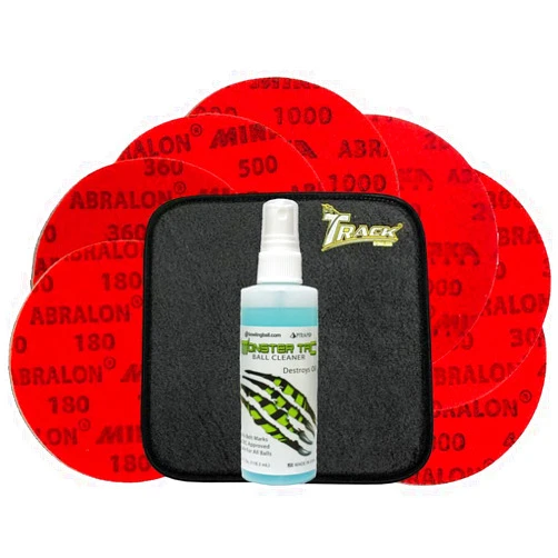 bowlingball.com Complete Bowling Ball Resurfacing and Cleaning Kit (Set of 7 Abralon Pads + Monster Tac + Track Shammy)