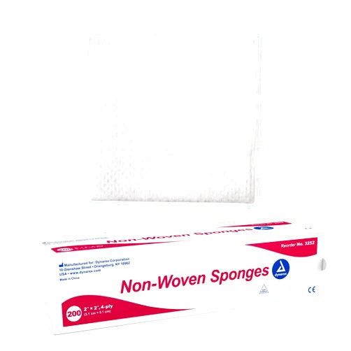 Dynarex Non-Woven Sponges, Non-Sterile Gauze, 2x2 and 4 Ply, Perfect for Facial Needs, Skin Treatment, & Wound Care, Made from Highly Absorbent Materials, 1 Sleeve of 200