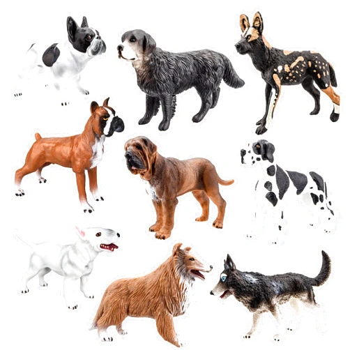 Toymany 9PCS Dog Figurines, High Emulational Detailed Dog Figures Set, Hand Painted Dog Toy Set for Kids Toddlers