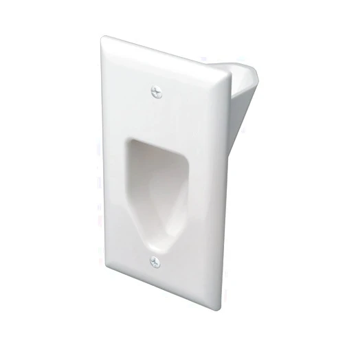 DATA COMM DataComm 45-0001-WH 1-Gang Recessed Low Voltage Cable Plate (White, 2 Pack)