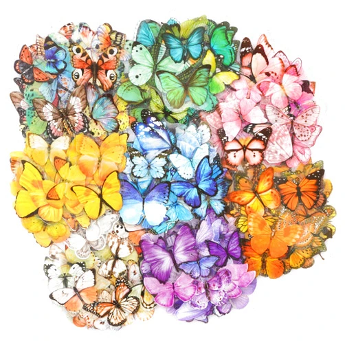 Knaid Butterfly Stickers Set (320 Pieces) Transparent Colorful Butterflies Resin Stickers Decals for Nature Scrapbook Supplies Junk Journal Bullet Journals Planners Laptops Paper Crafts