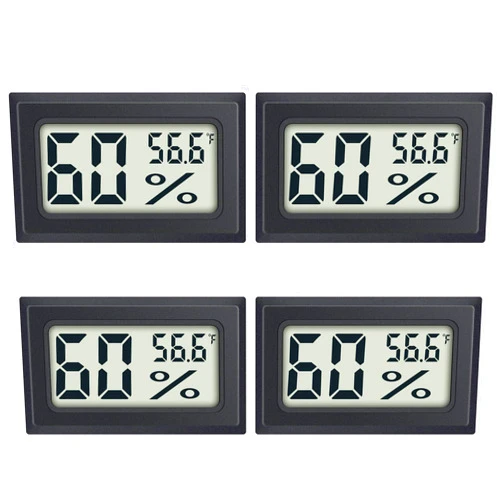 AikTryee 4 Pack Mini Digital Thermometer Hygrometer Indoor Humidity Temperature Meters Gauge AikTryee Hygrometer wiht LCD Display Fahrenheit for Humidors Greenhouse Garden Cellar Closet Guitar Case