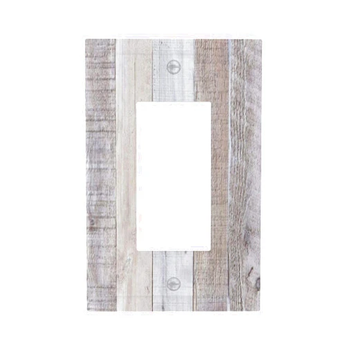 JIEXUTE 1 Gang Single Decorator GFCI/Rocker Wall Plate Distressed Vintage Rustic Lodge Gray White Grey Taupe Brown Wood Wooden Grain Electrical Outlet Decorative Receptacle Cover Light Switch for Dimmer, USB