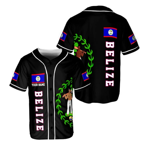 Generic Personalized Belize Baseball Jersey Shirt, Belizean Flag Jersey, Belizean Pride Jersey for Men and Women