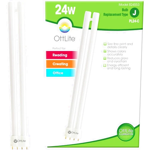 OttLite 24W Replacement Light Bulb - Energy Efficient Compact Fluorescent Light Tubes, Bright Natural Daylight for Bedroom & Living Room, Low Heat & Glare Type C Lightbulb for Reduced Eyestrain