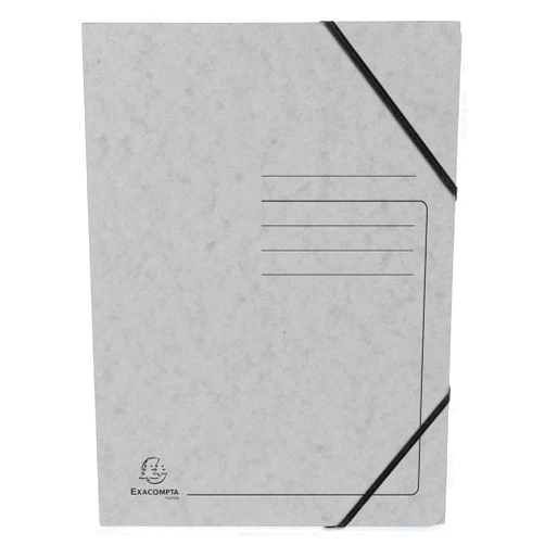 Exacompta 555471E Elasticated Document Folders Without Flaps with Lined Printing on Cover for Identifying Folders Glossy Card 355gm2 for A4 Document Filing Pack of 5 Grey