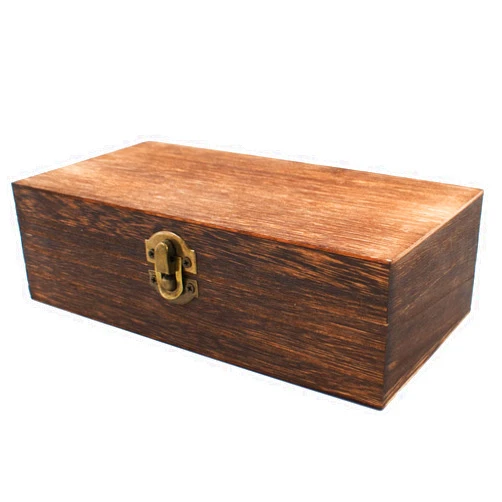 HingoFuni Wood Storage Box with Lid Solid Wood Container Box Decorative Table Large Rectangular Smooth Rustic Style Store Space to Organize Toys Cosmetics Vintage Color 7.87 * 3.93 * 2.36inch, Brown
