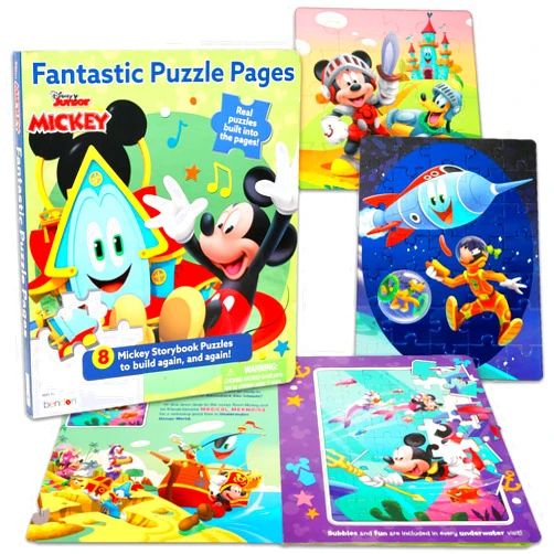 Disney Bulk Mickey Mouse Clubhouse Puzzle Book 5 Pack - 200+ Pc Ages 4-6 3-5 Mickey Funhouse Educational Jigsaw Puzzles for Kids | 5 Unique Disney Puzzles in Storybook