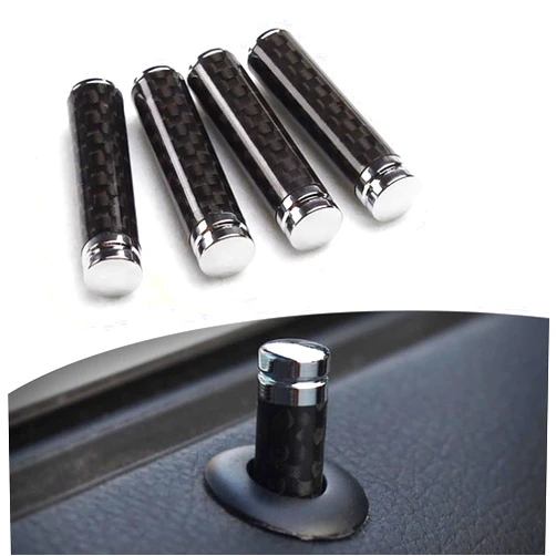 Dawfall 4 PCS Car Carbon Fiber Door Lock Knob Cover Kit, 1.45