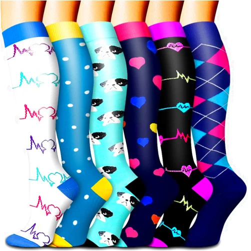Bluemaple 6 Pack Copper Compression Socks for Women and Men Circulation-Best Support for Medical, Running,Nursing,Athletic