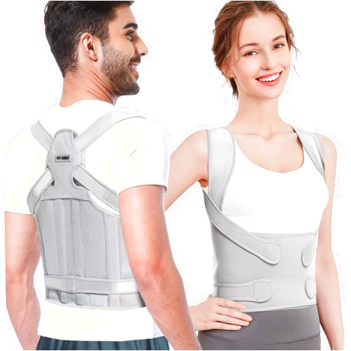 Fit Geno Back Brace Posture Corrector for Men & Women: Shoulder Straightener Adjustable Full Back Support Pain Relief - Scoliosis Hunchback Spine Corrector (Medium)