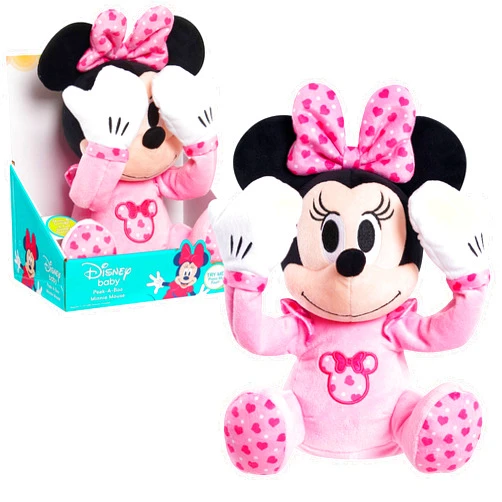 Disney Baby Peek-A-Boo Interactive Plush Stuffed Animal with Sounds, Minnie Mouse, Pink, Kids Toys for Ages 09 Month by Just Play