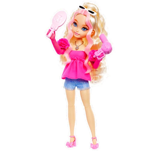 Barbie Dream Besties Doll and Accessories, Malibu” Posable Fashion Doll with Wavy Blonde Hair, 11 Makeup and Hair Themed Pieces