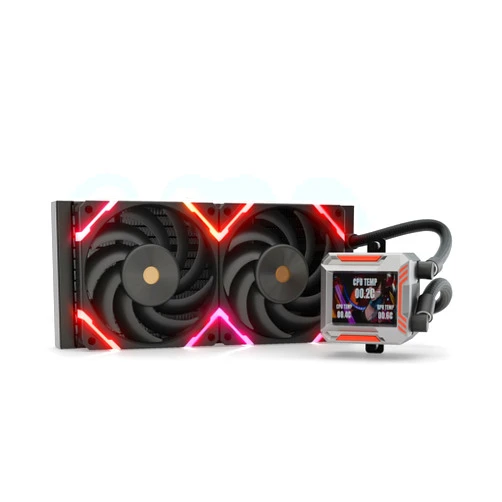 Valkyrie Syn 240 Black - AIO CPU Liquid Cooler - LCD Screen Inside PC - 3X Fluid Dynamic Bearing X12 Fans, 240mm Water Cooler, Compatible w/AMD AM4/AM5, Ryzen 7 7800x3d, Intel 14900k, LGA1700/1200