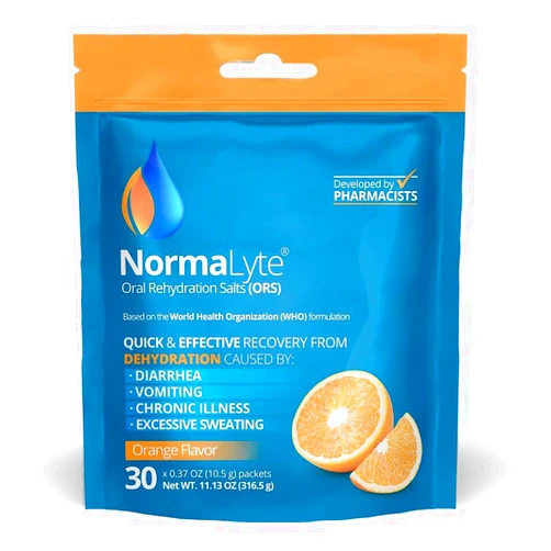 NormaLyte Oral Rehydration Salts-Helps dietary management of POTS Syndrome symptoms- 1 Pouches -30 Sticks (Yields 500mL per Pack)-Orange| Energy Supplements, Potassium Supplement, Dehydration Recovery