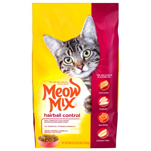 Meow Mix Hairball Control Dry Cat Food, 3.15 Pound Bag (Pack of 4)