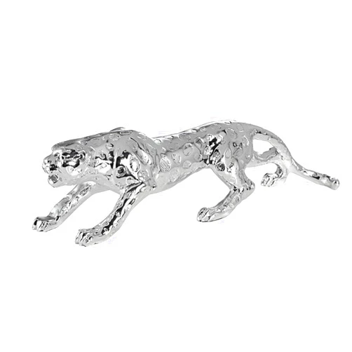 WUANGYOL Leopard Cheetah Panther Statues Figurines Animal Resin Sculpture Home Decor Wildlife Walking Table Decoration Ornaments Shelf Office Mantel Living Room Bookcase TV Cabinet Large Silver M