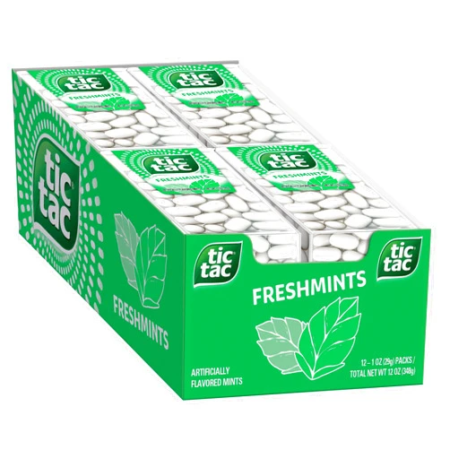 Tic Tac Freshmint Breath Mints, 12 Count, On-the-Go Refreshment, Stocking Stuffers, 1 oz Each