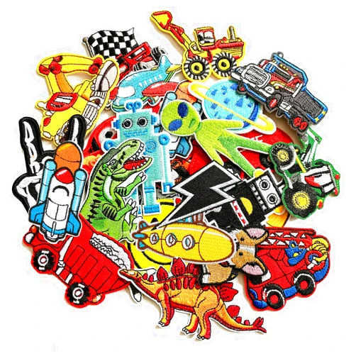 MISDONR 30pcs Boys Iron on Patches for Clothing Jackets DIY Sew Embroidered Applique Decorative Repair Patches