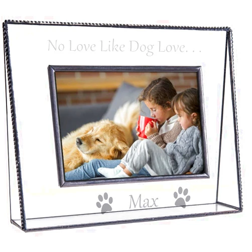 J Devlin Glass Art J Devlin Pic 319-46H EP592 Personalized Dog Picture Frame Engraved Clear Glass Tabletop 4 x 6 Horizontal Pet Photo Keepsake