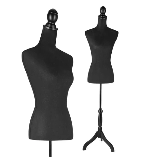 HOMBOUR Female Mannequin Body, Sewing Mannequin Torso Dress Form, Adjustable Mannequin with Stand for Display Dressmaker (Black)