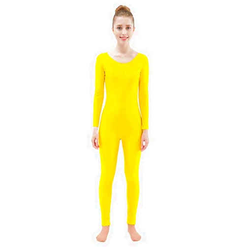 Ensnovo Womens Spandex Bodysuit Long Sleeve Scoop Neckline Footless Unitard