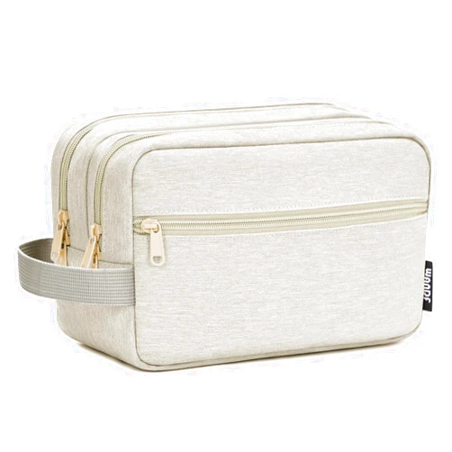 WANDF Travel Toiletry Bag with Wet Compartment Toiletry Organizer Shaving Bag Hanging Dopp Kit for Men Women (Beige)