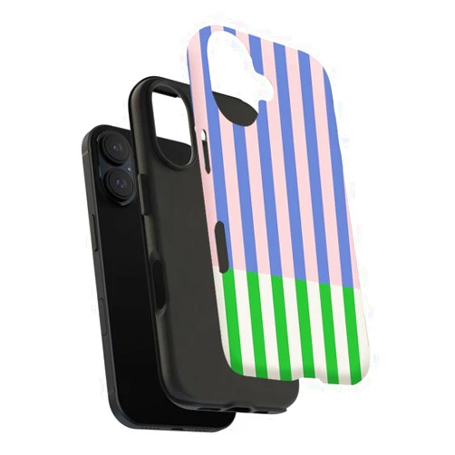 Jeedoo Women's 2-in-1 Phone Case for iPhone 11/12/13/14/15/16Pro/Plus/Pro Max Series, Shock and Scratch Resistant, Precision Opening with Port Protection, Colorful Stripes