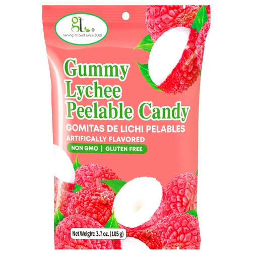 GT Gummy Lychee Peelable Candy, 3.7 oz, Non GMO, Gluten Free