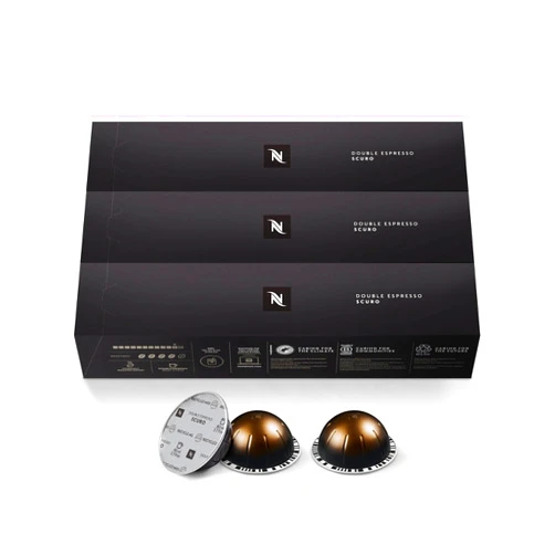 Nespresso Capsules Vertuo, Double Espresso Scuro, Dark Roast Espresso Coffee, 30-Count Coffee Pods, Brews 2.7oz.