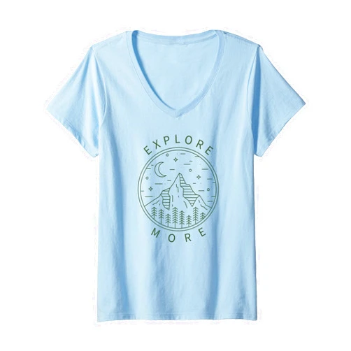 Life Is Good In The Woods Forest Camper Camp Lover Womens Explore More Minimalist Mountains Hiking Hiker Rock Climbing V-Neck T-Shirt