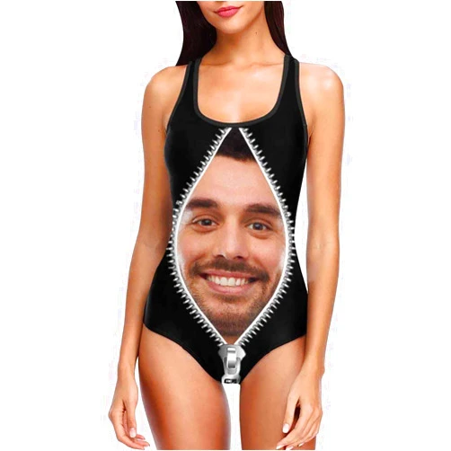 M YESCUSTOM Custom Face Swimsuits for Women, Personalized Photo Tank Top Swimsuits, Customized One Piece Swimwear for Summer Holiday