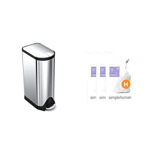 simplehuman 30 litre butterfly step can fingerprint-proof brushed stainless steel + code H 60 pack liners