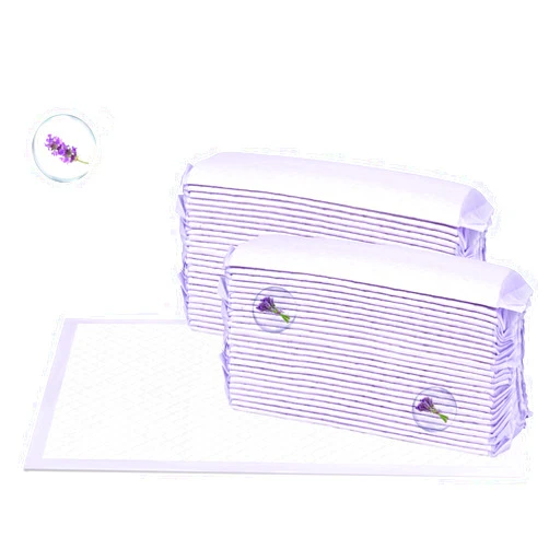 MKOBAT 50 Count Cat Litter Pads 16.9 x 11.4 Inch Cat Pad Refills for Litter Box Super Absorbent Leak-Proof, Pee Pads for Cats Litter Box Fresh Lavender Scented (Purple)