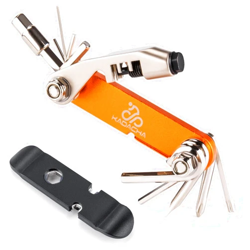 Kadacha Bike Multitool - Bike Chain Tool/Torx/Hex/Screwdriver - Bicycle Multitool Kit Compact and Lightweight Repair Tools for Road and Mountain Bikes (Orange)