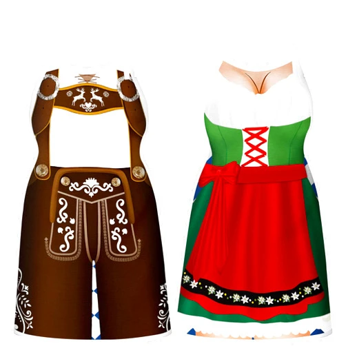 Freesdai Oktoberfest Decorations Aprons: German Party Funny Apron for Couples Women Men Ladies, Green
