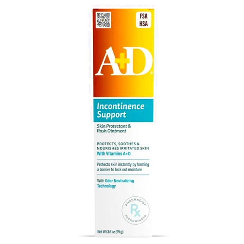 A+D Incontinence Support Skin Protectant & Rash Ointment – Treats & Prevents Incontinence Rash, Soothes Chafed Skin, Odor Neutralizing Technology - 3.5oz